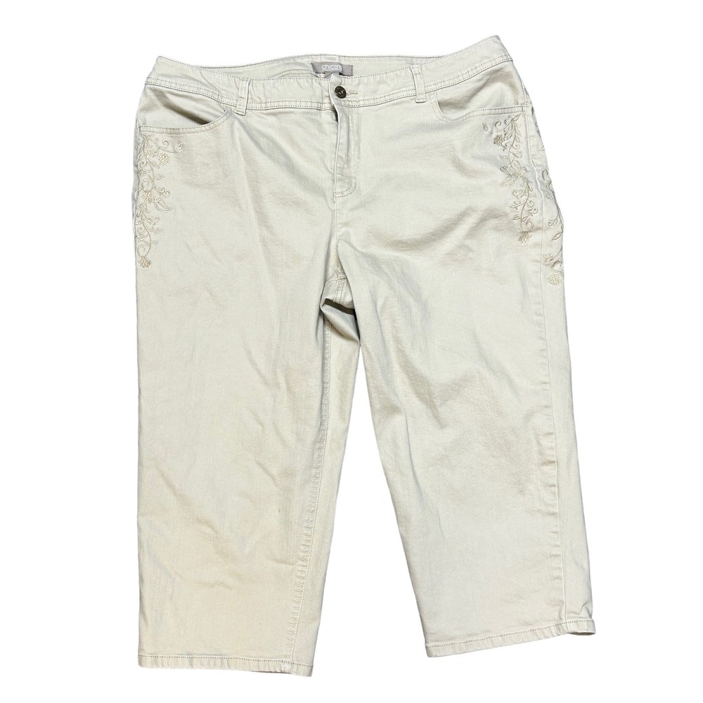 Chicos‎ Embroidery Capri Jeans US Size 16 See Description for Flaws
